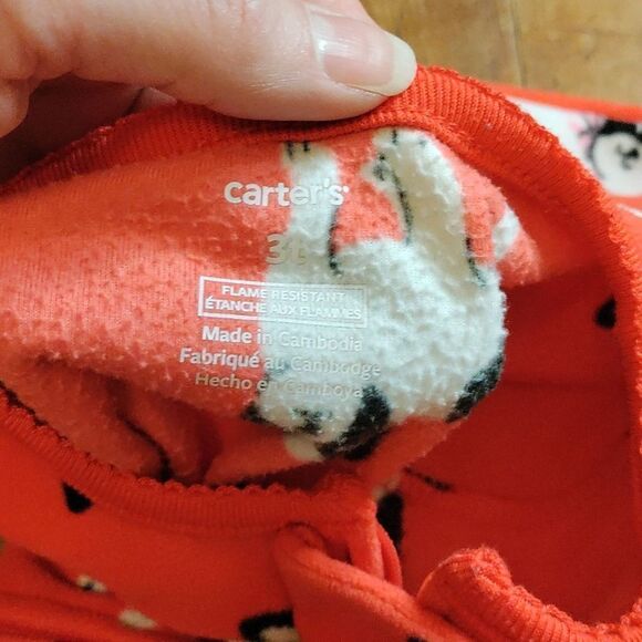 Carters fleece pajamas 3T footie pajamas Orange Blue Dogs Warm Bundle - Picture 5 of 7